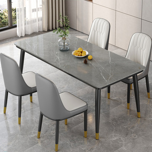 Hot Selling modern style cheap price marble top tables and velvet chairs 5-Piece dinning room furniture dining tables set