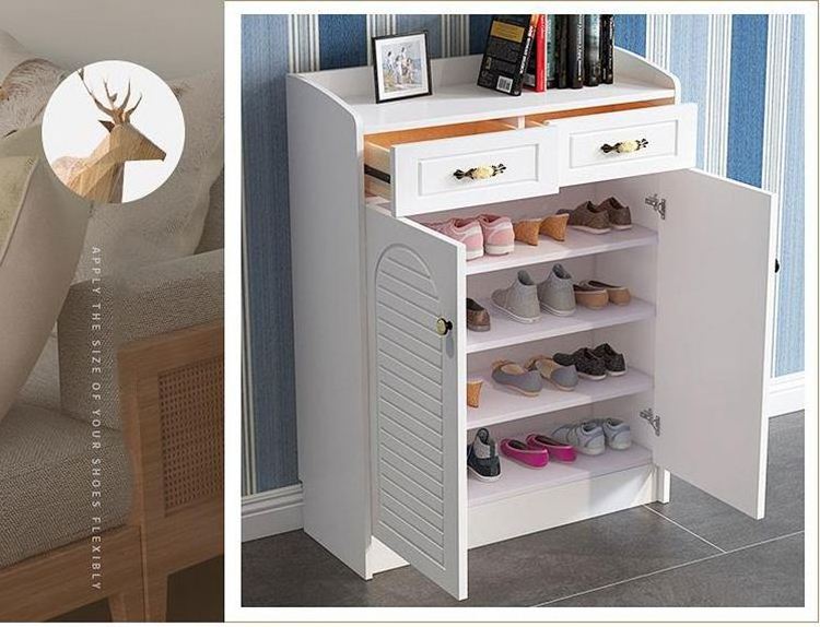 Large-Capacity Doorway Shoe Cabinet Multifunctional Solid Wood Color Console Cabinet