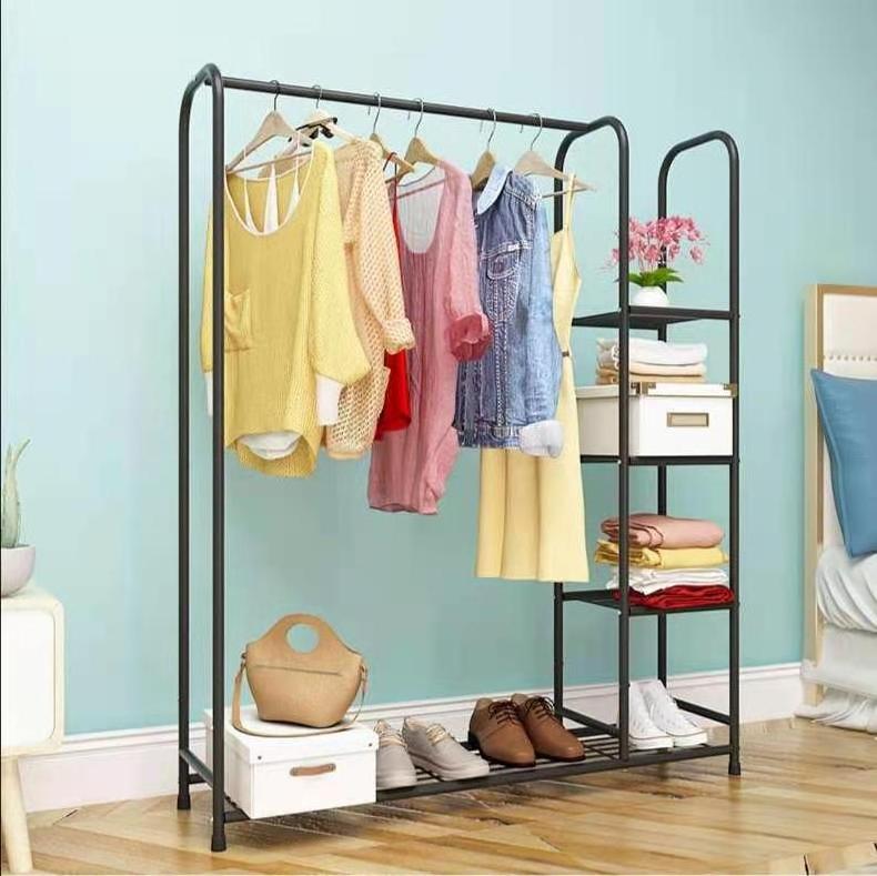 Heavy Duty Rolling Garment Drying Rack Clothes Hanger 2-Tiers Wire Shelving W/ Double Rods & Lockable Wheels - Hold Up to 400Lbs