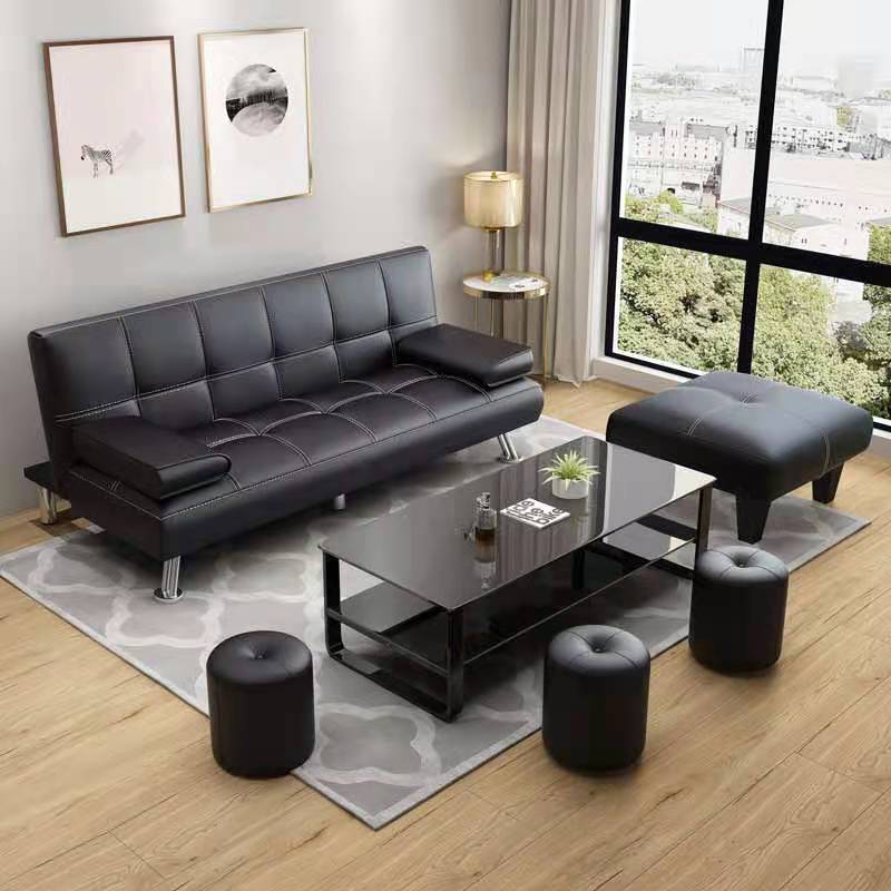 Sofa Bed Modern Faux Leather Couch,Convertible Folding Recliner Lounge Futon Couch for Living Room with 2 Cup Holders