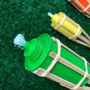 Natural Bamboo Tiki Torch Garden Toy Colorful Bamboo Torch for Children and Outdoor Parties