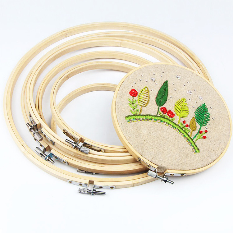 Embroidery Hoops, Adjustable Bamboo Circle Cross Stitch Hoop Holder, 4 5 6 8 9 10 Inch Embroidery Hoop Kit