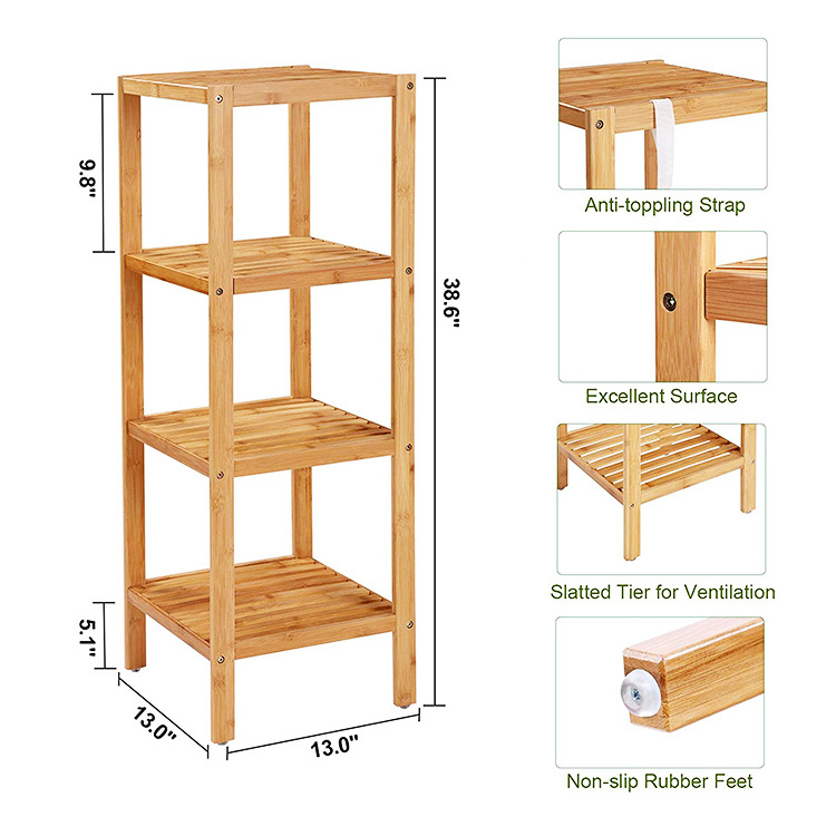 Household multi-tier removeable bathroom ladder rack Space Saver bamboo display rack bathroom shelves bamboo storage rack shelf