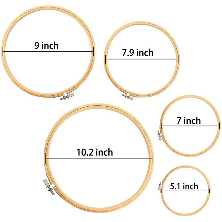 Embroidery Hoops, Adjustable Bamboo Circle Cross Stitch Hoop Holder, 4 5 6 8 9 10 Inch Embroidery Hoop Kit