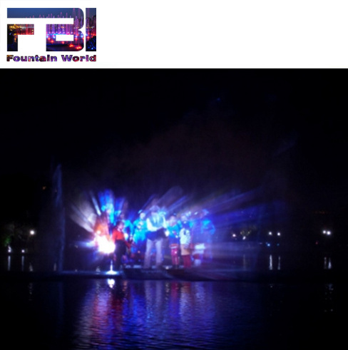 customized size iron material floated water screen projection movie  water movie fountain show project