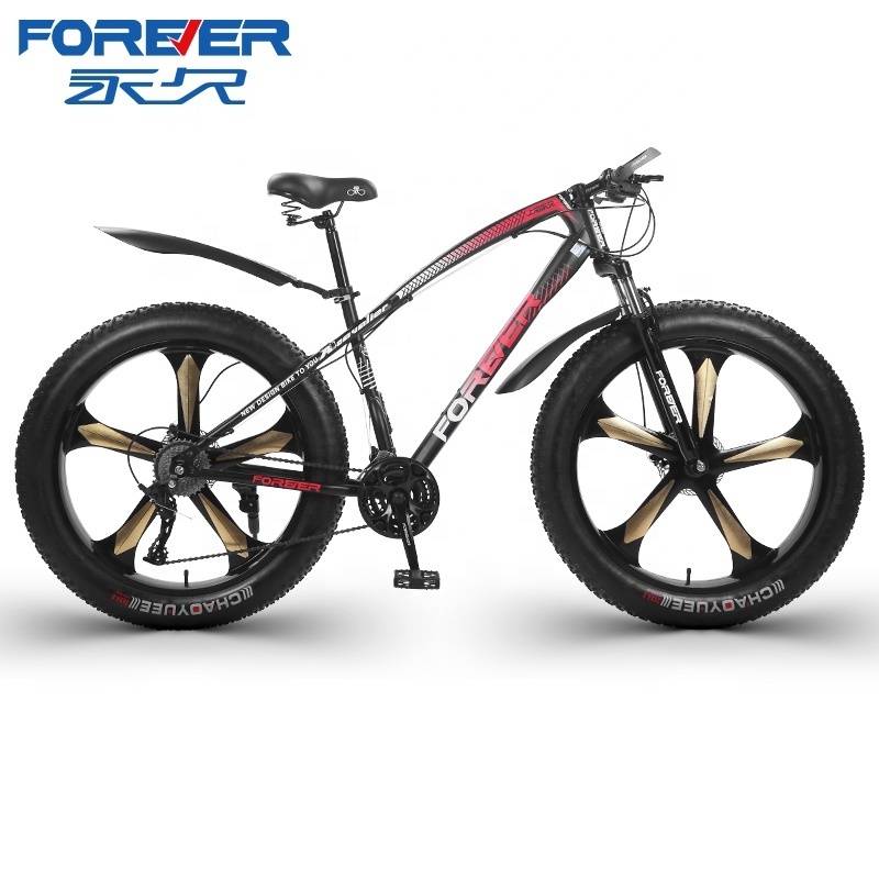 FOREVER 26 Inch Custom Snow Bike 21/24/27/30 Speed Double Disc Brake Variable Speed Adult 4.0 Fat Tire Soft Tail Snow Bike