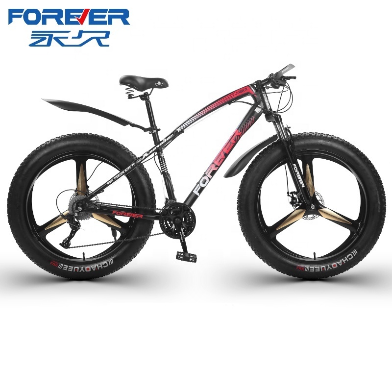 FOREVER 26 Inch Custom Snow Bike 21/24/27/30 Speed Double Disc Brake Variable Speed Adult 4.0 Fat Tire Soft Tail Snow Bike