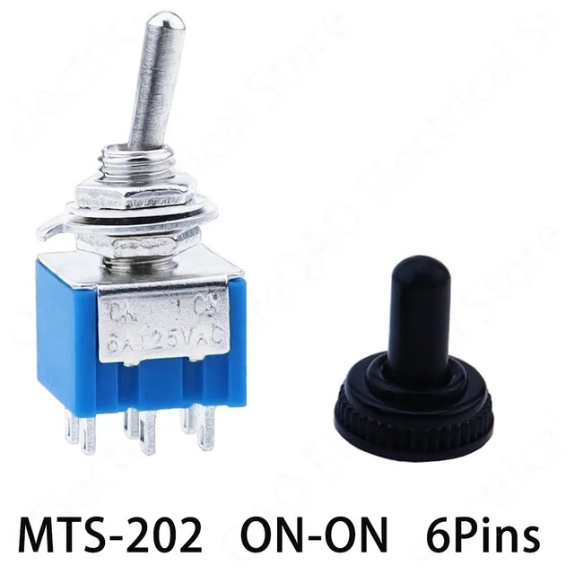 ON-ON/ON-OFF-ON AC125V 6A Blue switch 2/3Positions 3/6 Pins Latching Micro Toggle Switches MTS-102/103 MTS-202/203