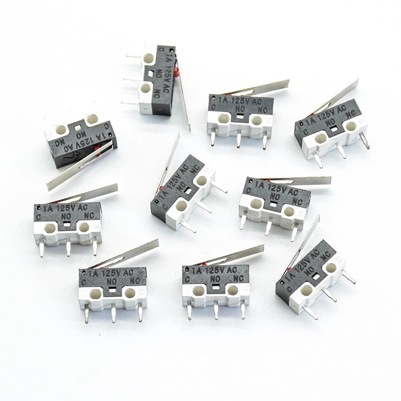 Micro Limit Switch Push Button Switch 1A 125V AC Mouse Switch 3Pins Long handle Roller Lever Arm SPDT 12* 6 *6mm TIAIHUA