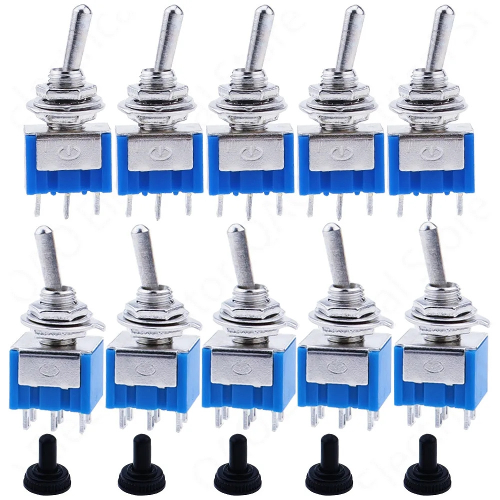 ON-ON/ON-OFF-ON AC125V 6A Blue switch 2/3Positions 3/6 Pins Latching Micro Toggle Switches MTS-102/103 MTS-202/203