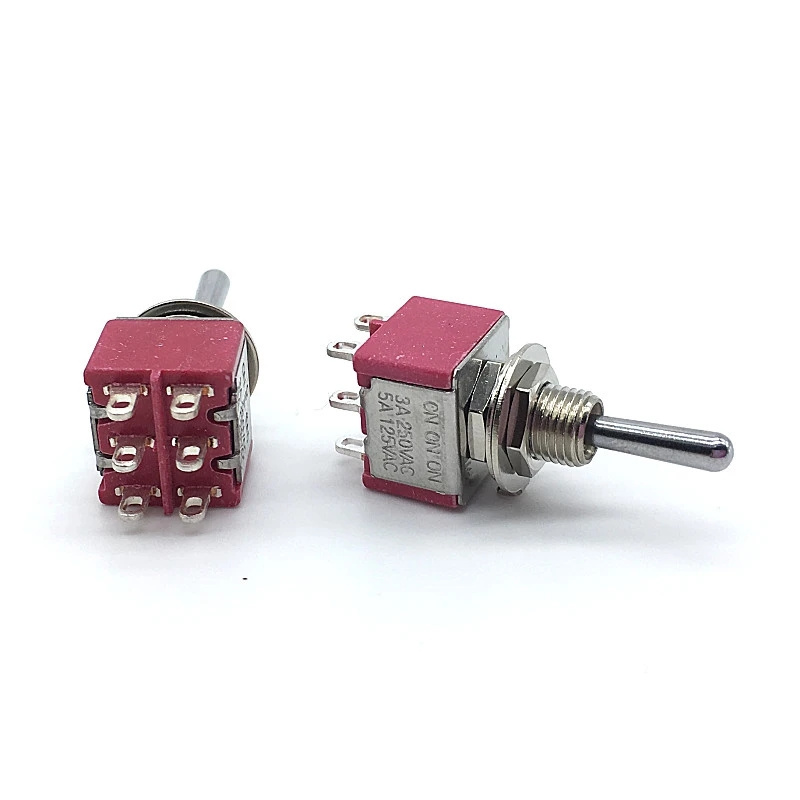 T812 Locking Type Toggle Switch T80-T ON ON ON 3A/250V 5A/125V 6mm 6PIN SP3T 3 Way Switches