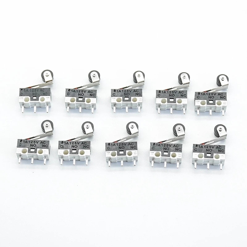 Micro Limit Switch Push Button Switch 1A 125V AC Mouse Switch 3Pins Long handle Roller Lever Arm SPDT 12* 6 *6mm TIAIHUA