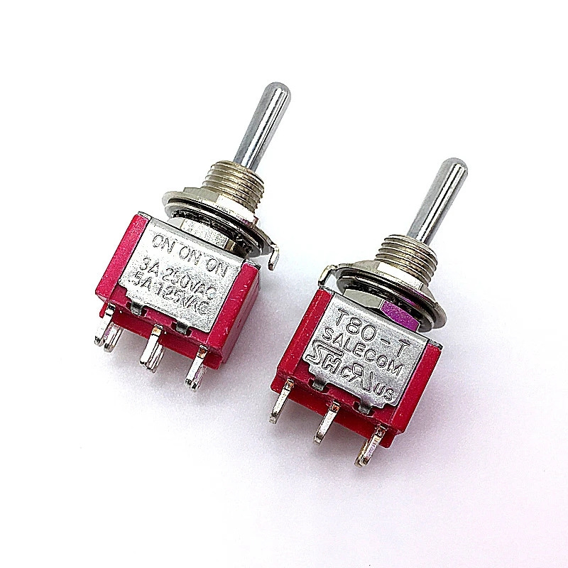 T812 Locking Type Toggle Switch T80-T ON ON ON 3A/250V 5A/125V 6mm 6PIN SP3T 3 Way Switches