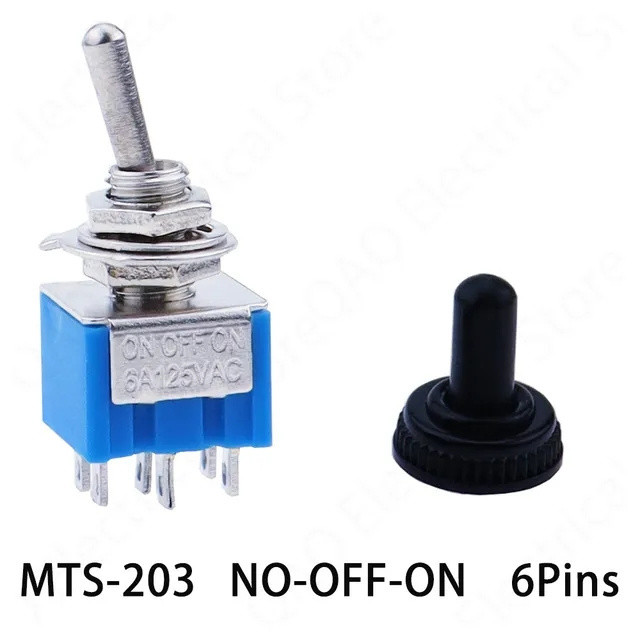 ON-ON/ON-OFF-ON AC125V 6A Blue switch 2/3Positions 3/6 Pins Latching Micro Toggle Switches MTS-102/103 MTS-202/203