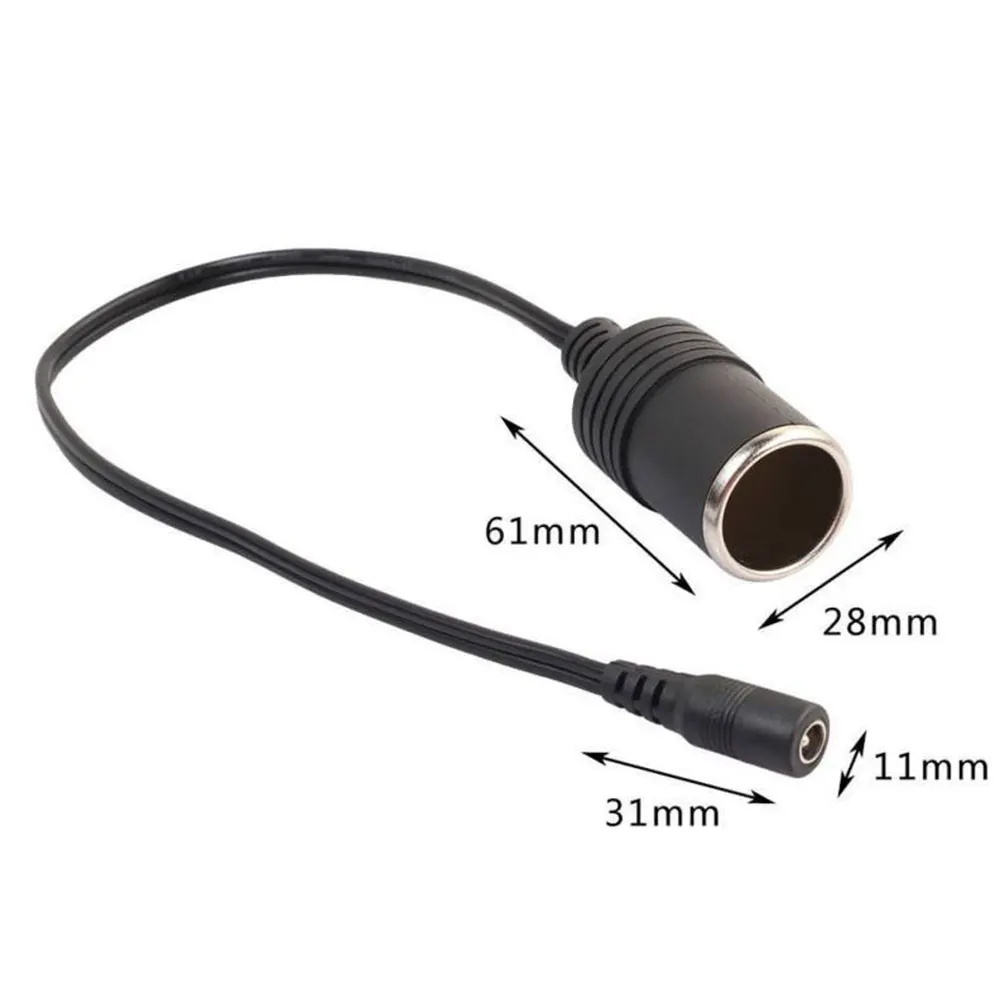 DC 12V Female Car Cigarette Lighter Socket Splitter Female Male Plug Connector Charger Cable Adapter 5.5x2.1mm Amper 30CM