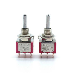 T812 Locking Type Toggle Switch T80-T ON ON ON 3A/250V 5A/125V 6mm 6PIN SP3T 3 Way Switches