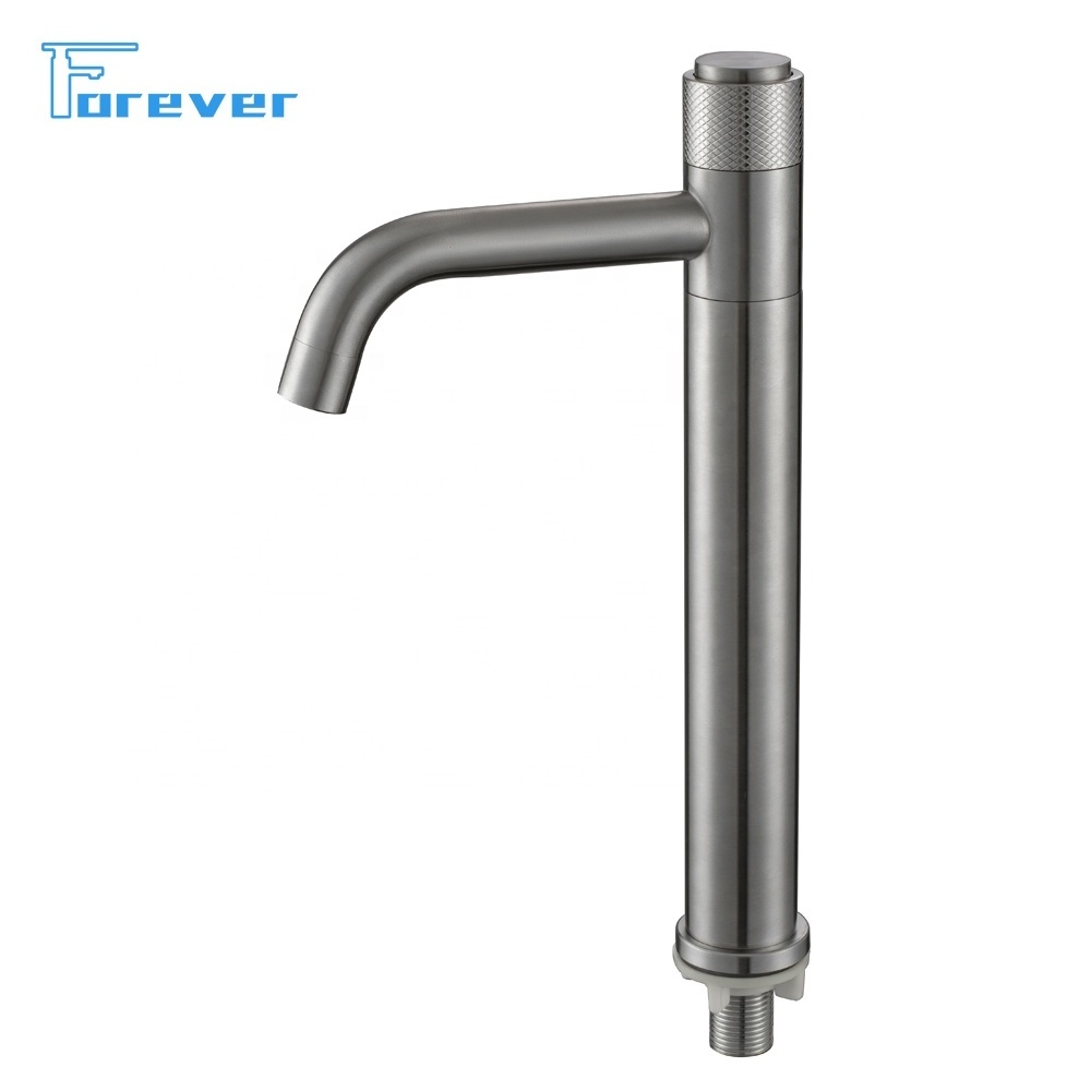 High Quality 360 degree 304 Stainless steel  Soft Push button Single cold Basin faucet with different Colors