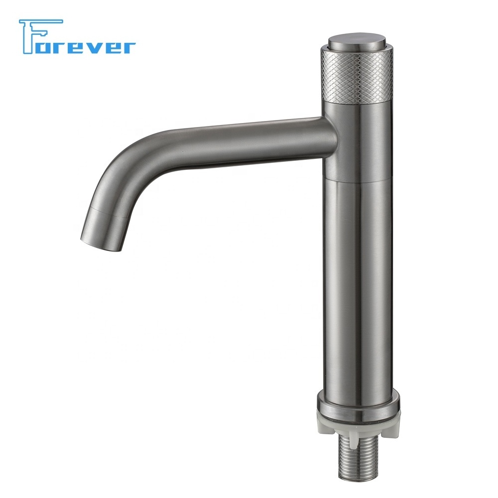 High Quality 360 degree 304 Stainless steel  Soft Push button Single cold Basin faucet with different Colors