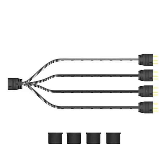 5V ARGB Extension Line 3Pin Fan HUB Splitter 33.5cm Power Cable Extension Cord Line for Mainboard 1 to 2/4 Interface