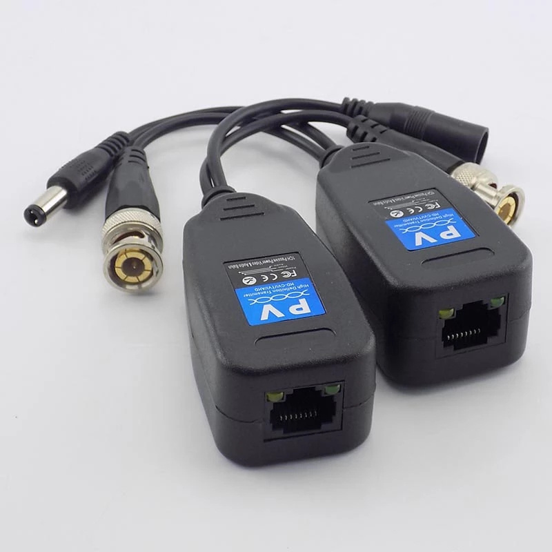 Passive CCTV Coax BNC Power Video Balun Transceiver Connectors to RJ45 BNC Male for CCTV Video Camera HDTVI/AHD