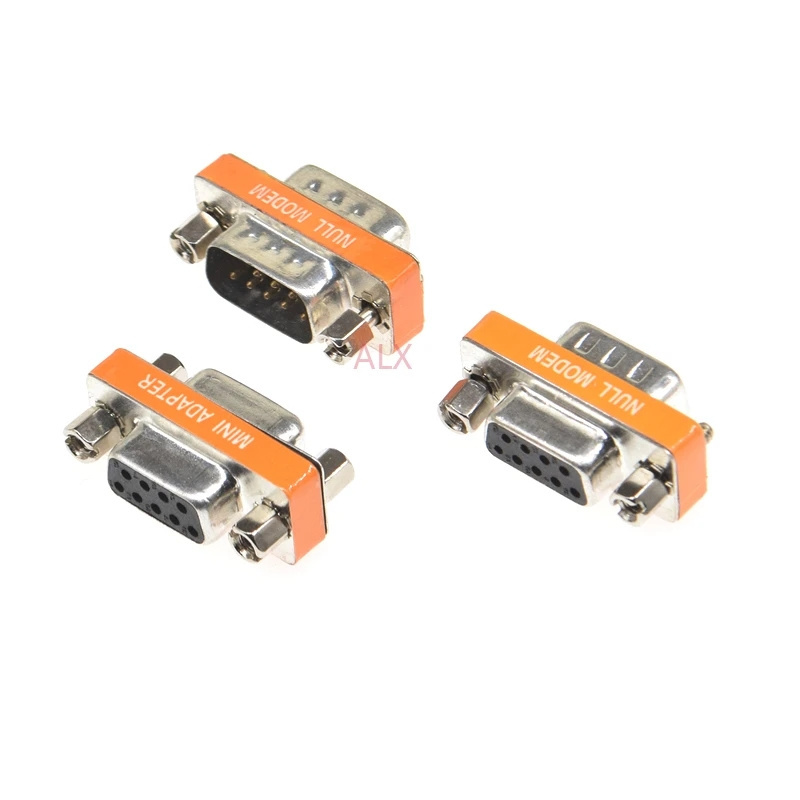 Mini Null Modem DB9 Female Male plug Adapter Gender Changer cross female to female/male to male RS232 serial Connector