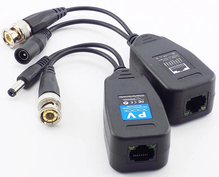 Passive CCTV Coax BNC Power Video Balun Transceiver Connectors to RJ45 BNC Male for CCTV Video Camera HDTVI/AHD