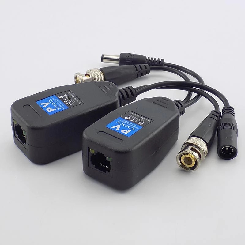 Passive CCTV Coax BNC Power Video Balun Transceiver Connectors to RJ45 BNC Male for CCTV Video Camera HDTVI/AHD