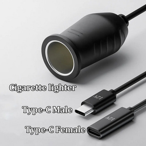 USB C to Cigarette Lighter Socket Male/Female Cigarette Lighter Fast Charger Jack Professional Type-C Converter 9V 12V 15V 20V