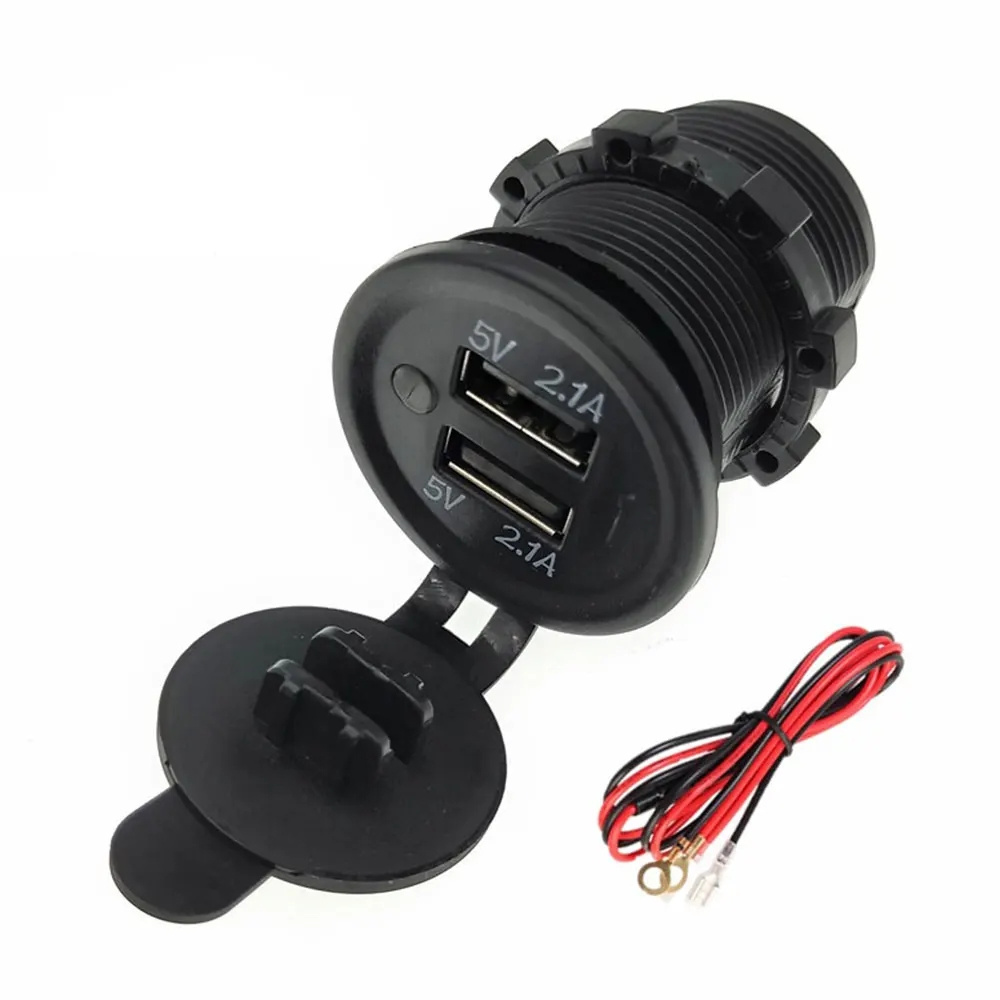 4.2A Dual USB Car Motorcycle Cigarette Lighter Dual USB Charger 12V-24V Car Moto Cigarette Lighter Sockets Power Plug Outlet LED