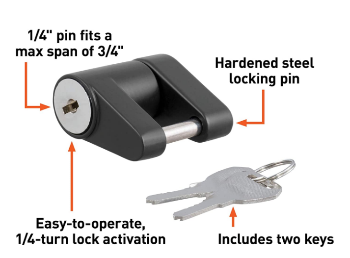 YH9008 23521 Black Trailer Hitch Tongue Coupler Lock