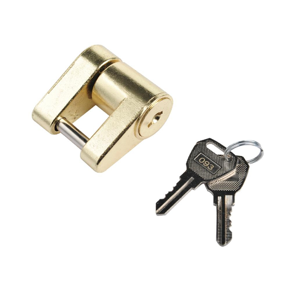 YH9008 23022 Brass-Plated Heavy duty Steel Trailer Tongue Coupler Lock