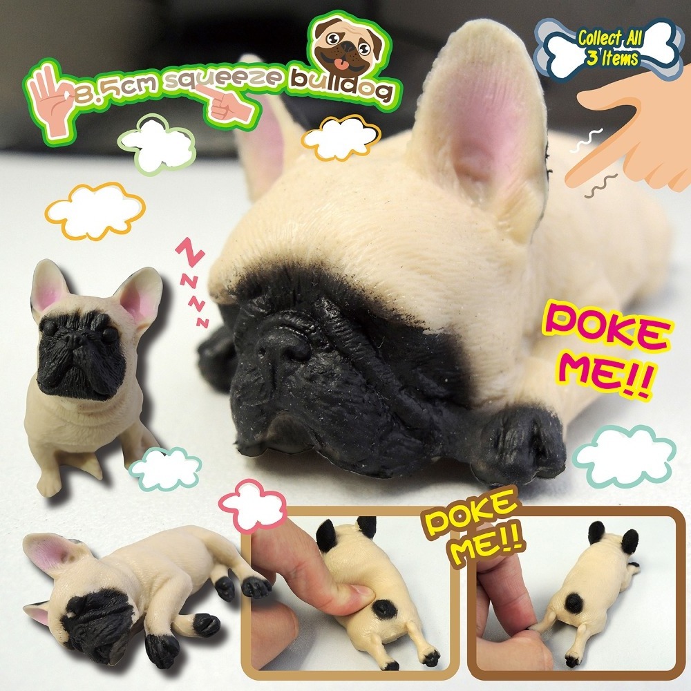 Novelty Cute Gacha Gashapon Small Toy 8.5cm TPR Cotton Filled Squeeze Stretchy Dog Figure Small Toy