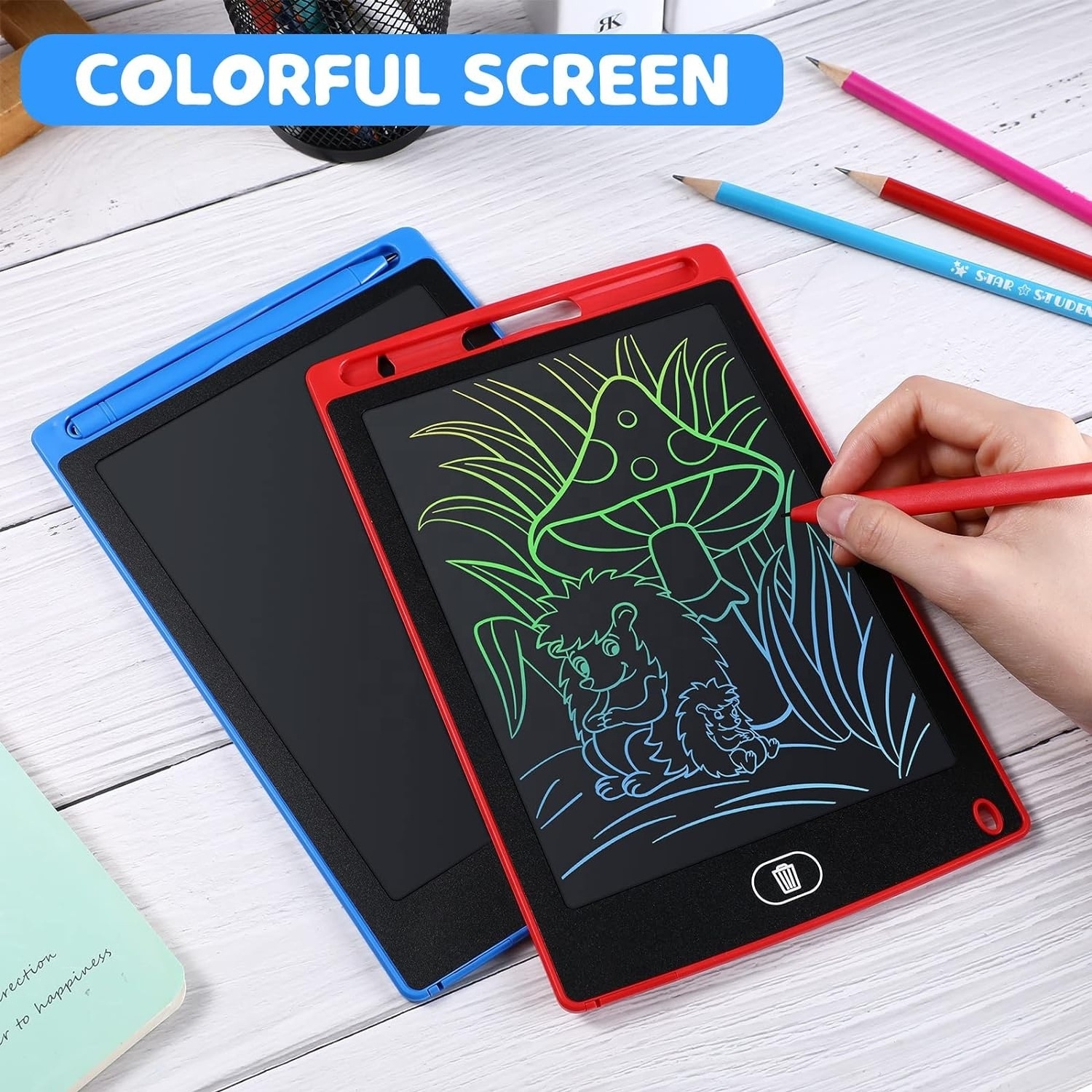 LCD Smart Board Electronic Drawing Tablet Writing Pad for Kids Hot Selling 8.5 Inch White Black Red Blue Green 221*146*4.5mm ABS