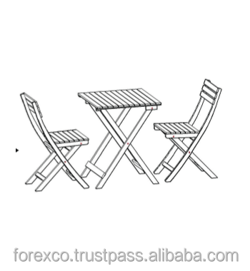 Balcony set of 1 square folding table FWT227 + 2 folding chairs WCF097