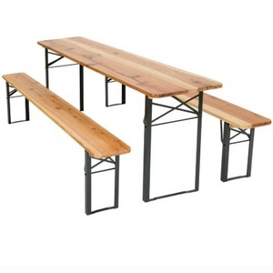 Outdoor Beer Garden Set of 1 Table and 2 Benches Vietnam acacia wooden furniture, outdoor furniture