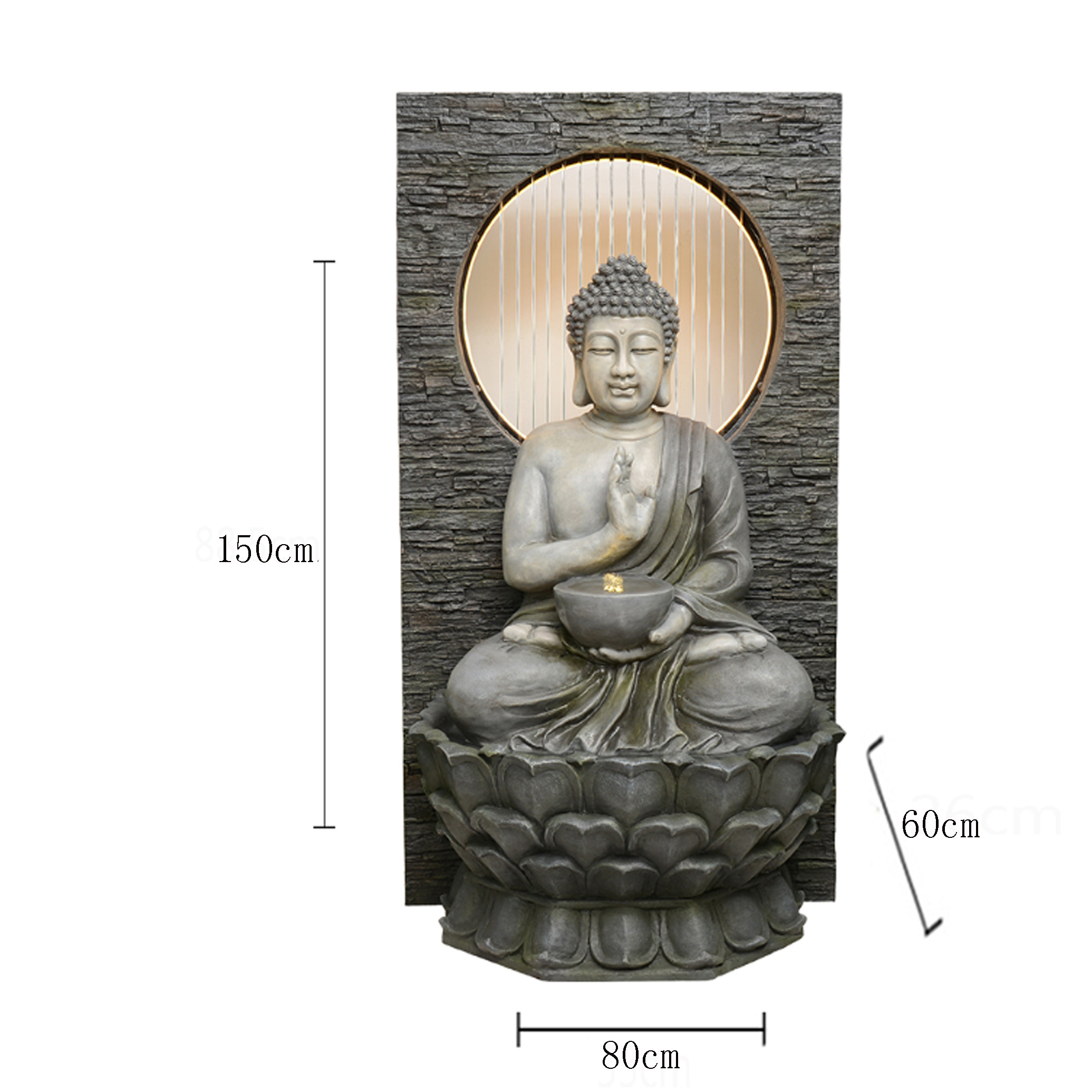 Buddha Waterfall Fountain Outdoor Garden Outdoor Buddha Statue Water Feature Relaxing Decor Patio Garden Backyard Decking