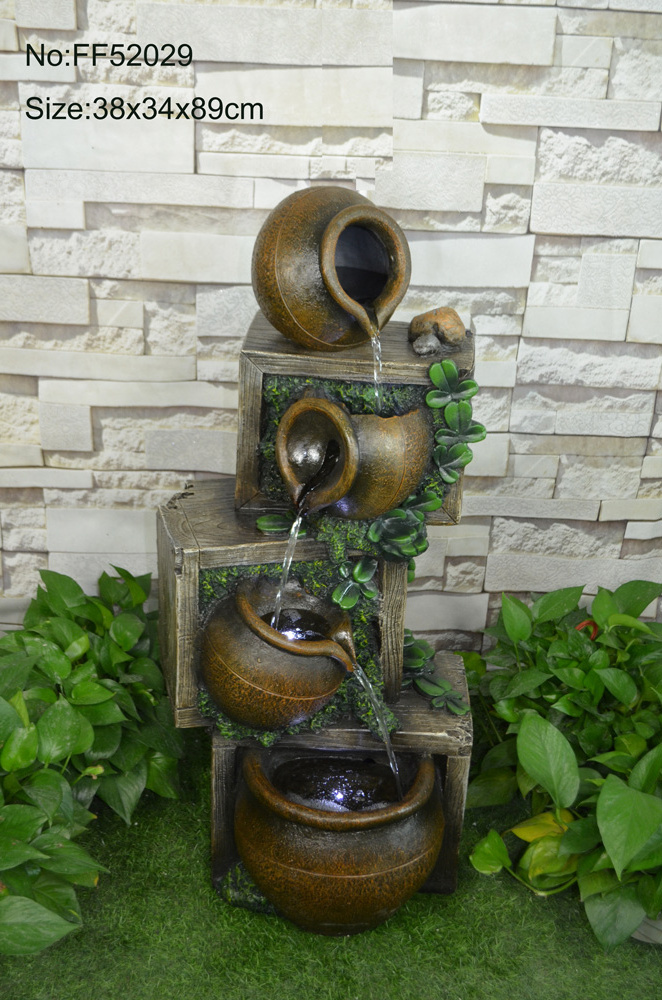 New Product Ideas 4-Tier Jars Outdoor Floor Water Fountain Indoor Fountains Waterfalls with Pump