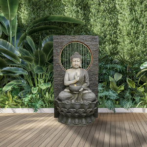 Buddha Waterfall Fountain Outdoor Garden Outdoor Buddha Statue Water Feature Relaxing Decor Patio Garden Backyard Decking