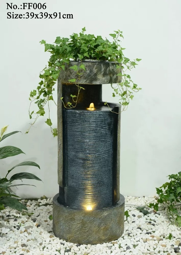 Hot Stone Shape Planting Green Planters Indoor Waterfall  Room Solar Water Fountain Feature Outdoor