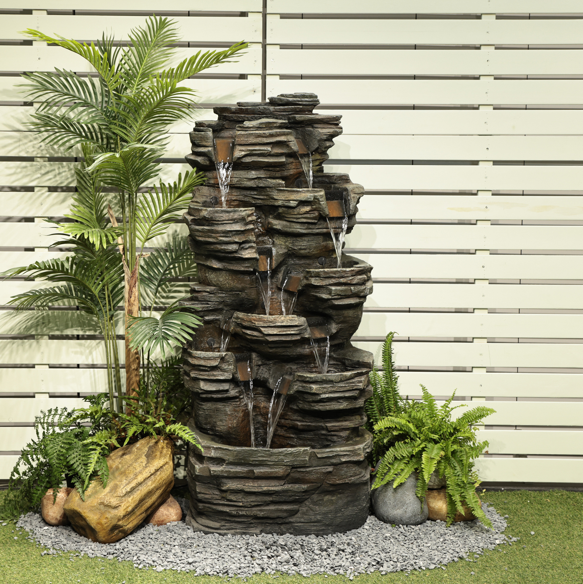 New Product Ideas 2023 Outdoor Water Fountain Waterfall Garden Resin Waterfall Water Fountain For Patio Porch Yard Decor