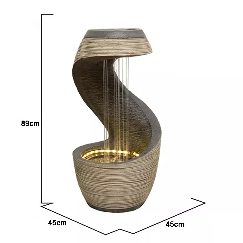 New Arrival Modern Water Feature Fall Solar Water Fountain Outdoor with LED Lights for Home Decor