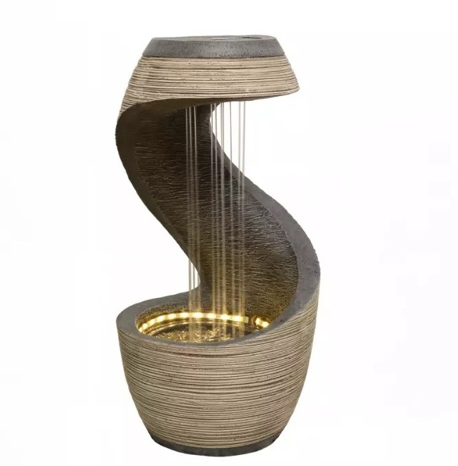 New Arrival Modern Water Feature Fall Solar Water Fountain Outdoor with LED Lights for Home Decor