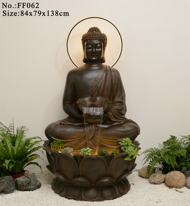 Buddha Waterfall Fountain Outdoor Garden Outdoor Buddha Statue Water Feature Relaxing Decor Patio Garden Backyard Decking