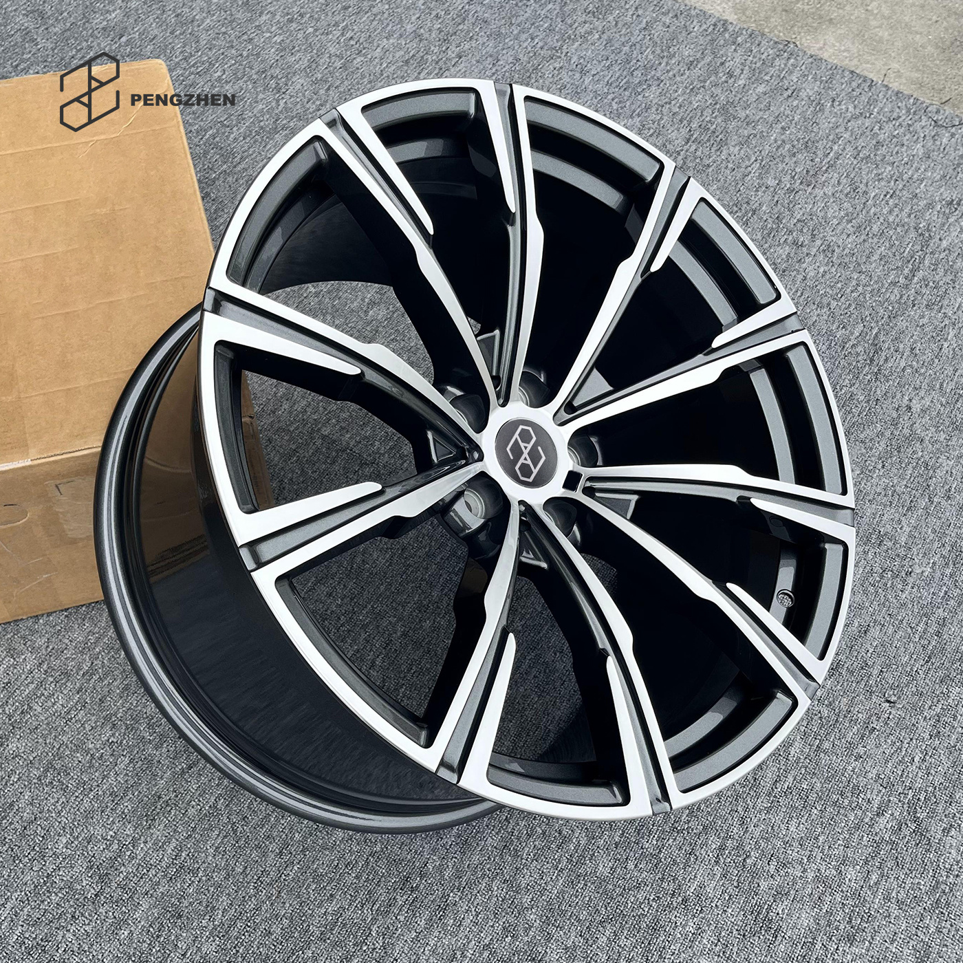 Pengzhen 20 22 inch Gunmetal Gray Diamond Cutting Disc 5 Spoke Rims 5 Holes Forged Wheels for BMW