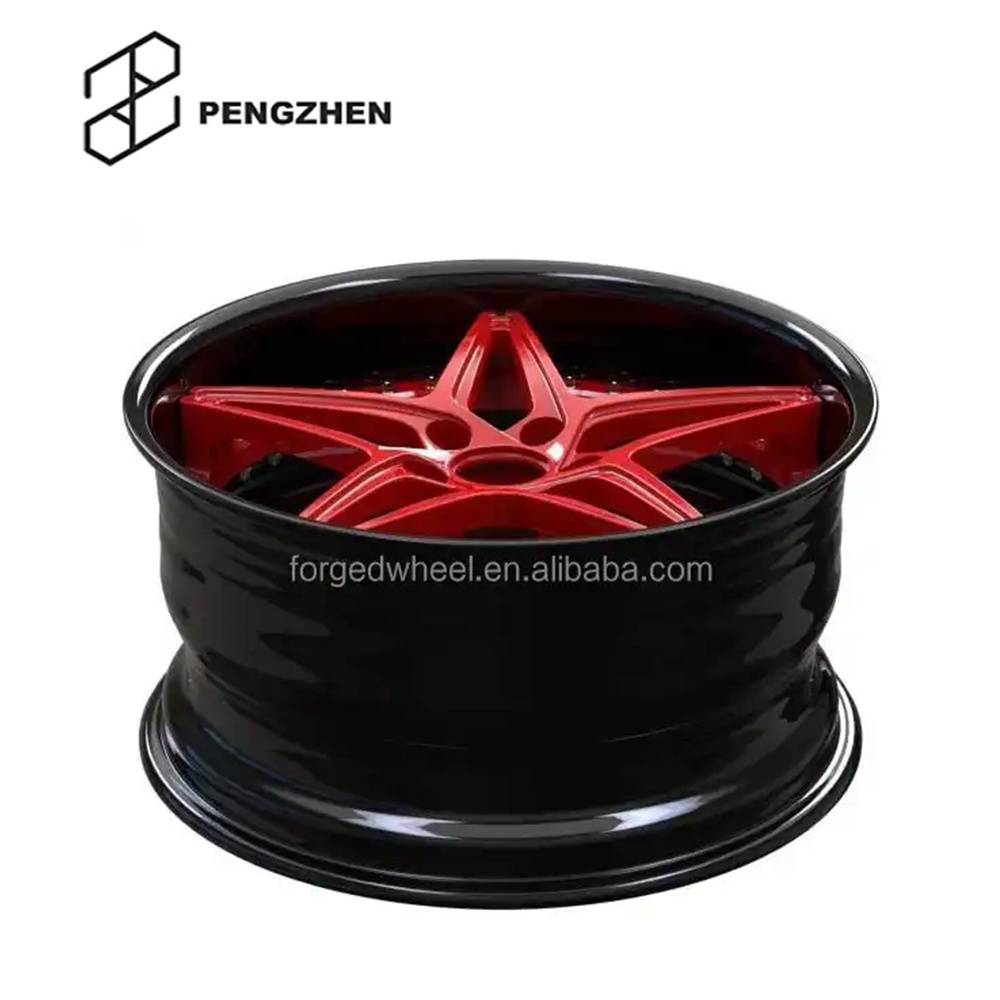 Pengzhen Gloss Black And Red Custom Deep Dish Rims 5 Star Spokes 19 Forged Alloy Car Wheels Rim For BMW e39