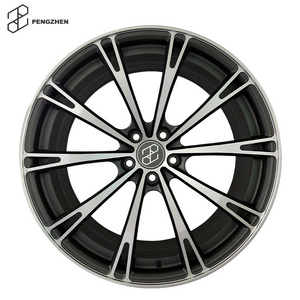 Pengzhen 20 inch Gloss black 5x112 Multi Spoke Black Rims Facing Machine Sliver Lip 20" Concave for 2013 Audi rs5