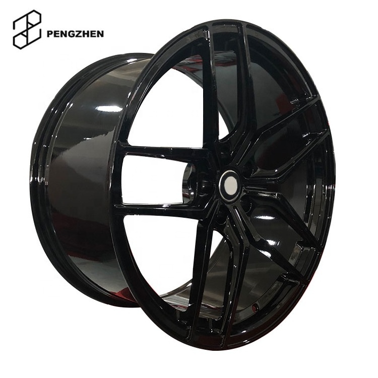 PengZhen hot sale customized five spoke gloss  black 5 Hole Passenger Car Wheels 20 inch black 5x112 rims for audi