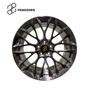 Pengzhen Brush Black Wheels Barrel 17x7.5J 20 Inch One Piece 10 Spoke Staggered Alloy Rims For Audi A6