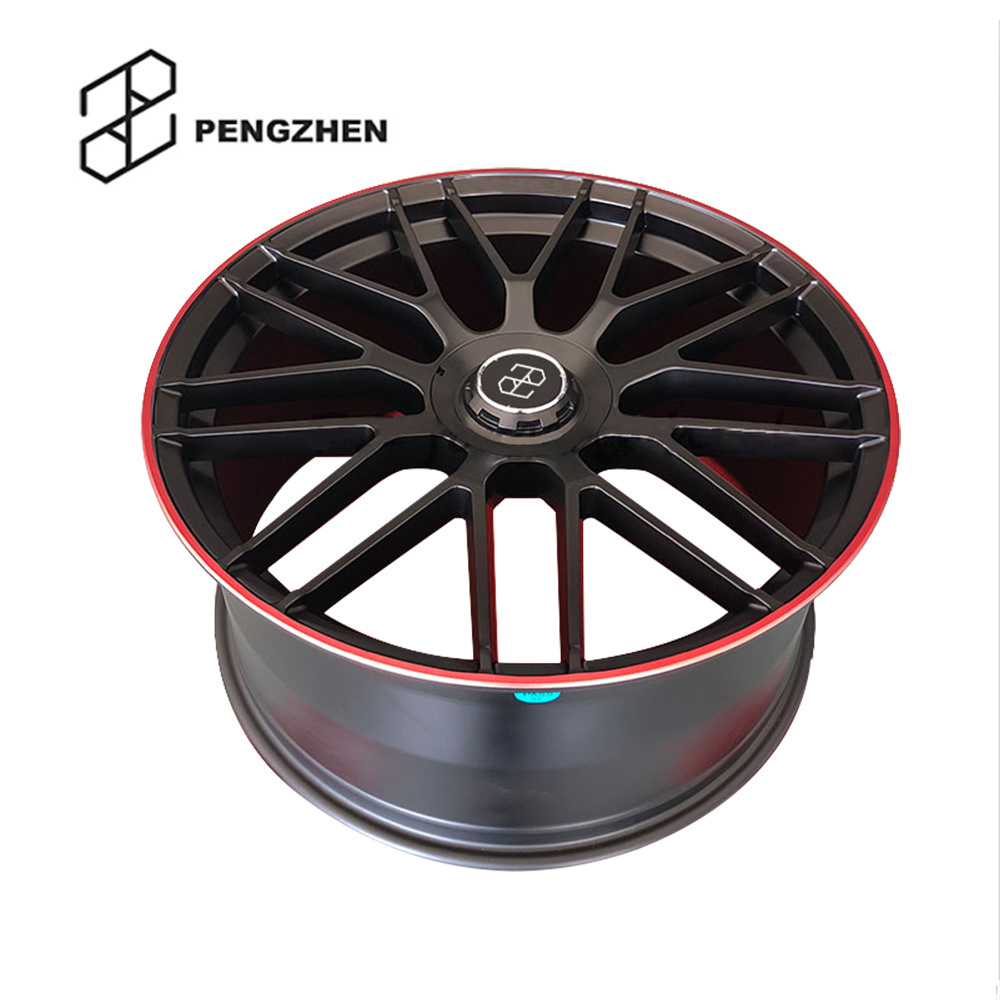 Pengzhen matte black red line hotsale 19 20 21 22 inch wholesale custom forged wheel rims for mercedes benz