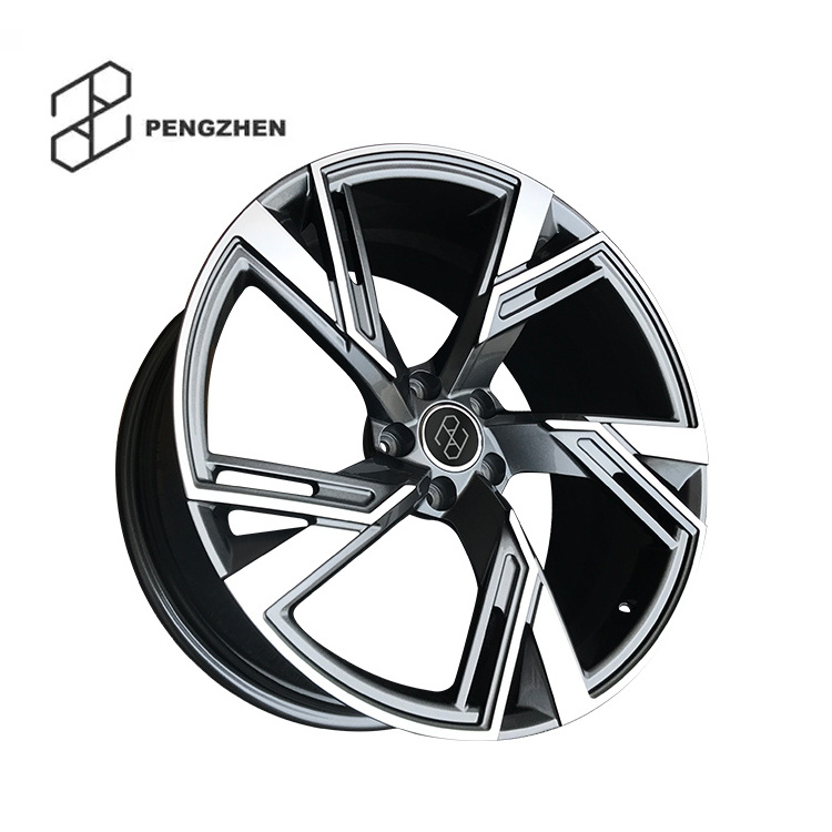 Pengzhen New Design 5x112 Machine Face Alloy Forged Car Five Spoke Wheels 18 19 Inch Rims For Audi R Series Blade